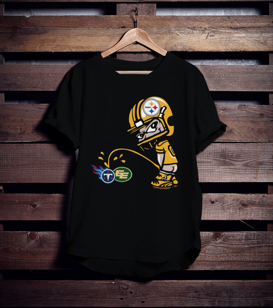 Pittsburgh Steelers Humorous Rivalry Character With Titans And Eagles Logos T-Shirt