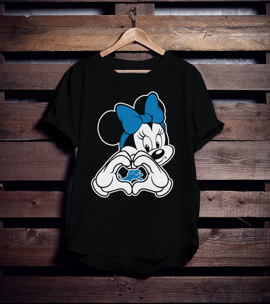 Detroit Lions Minnie Mouse Heart Hands T-Shirt