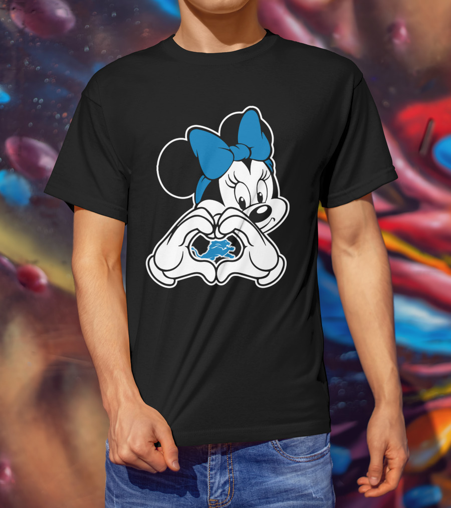 Detroit Lions Minnie Mouse Heart Hands T-Shirt