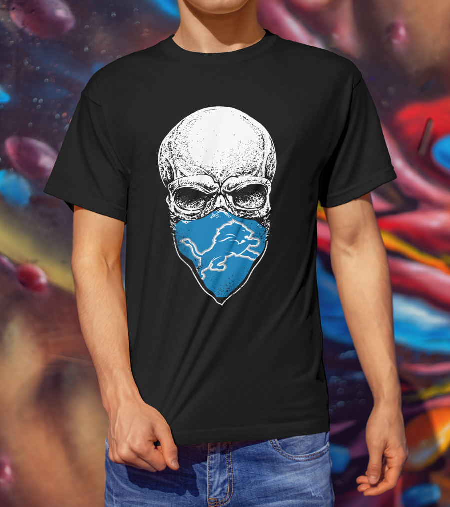 Detroit Lions Skull Bandana T-Shirt