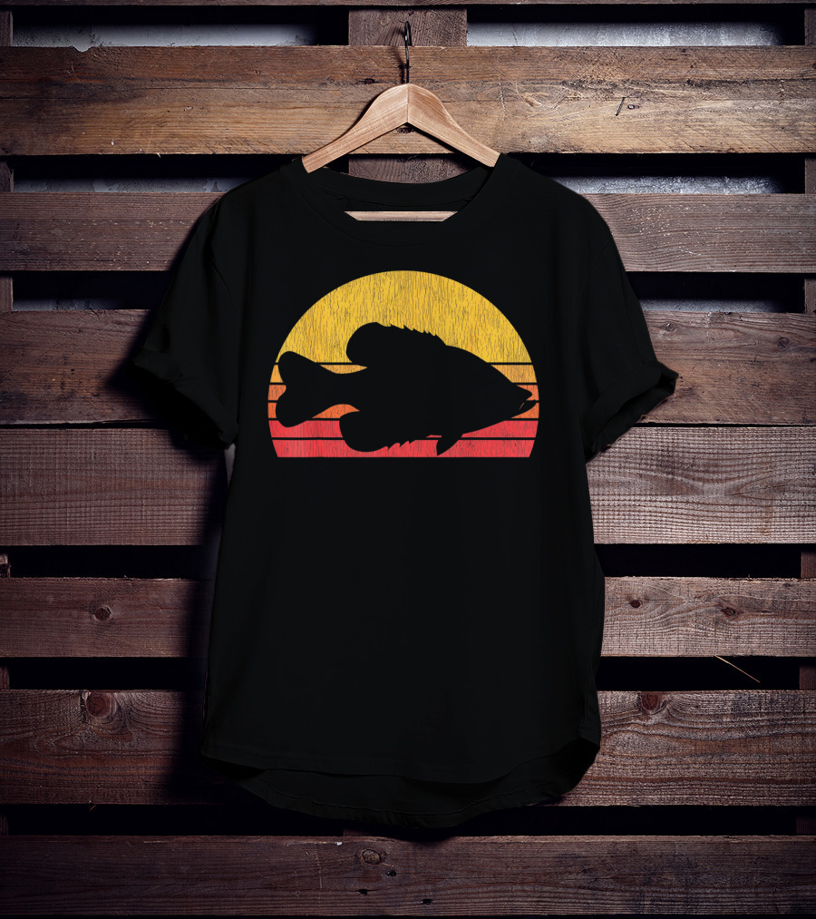 Crappie Fishing Fisherman Retro Sunset T-Shirt