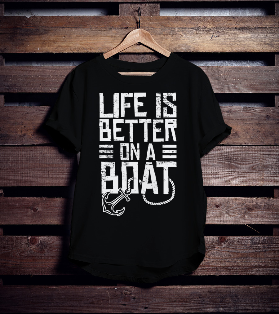 Vintage Life Is Better On A Boat Anchor Sailing Fishing Rope T-Shirt