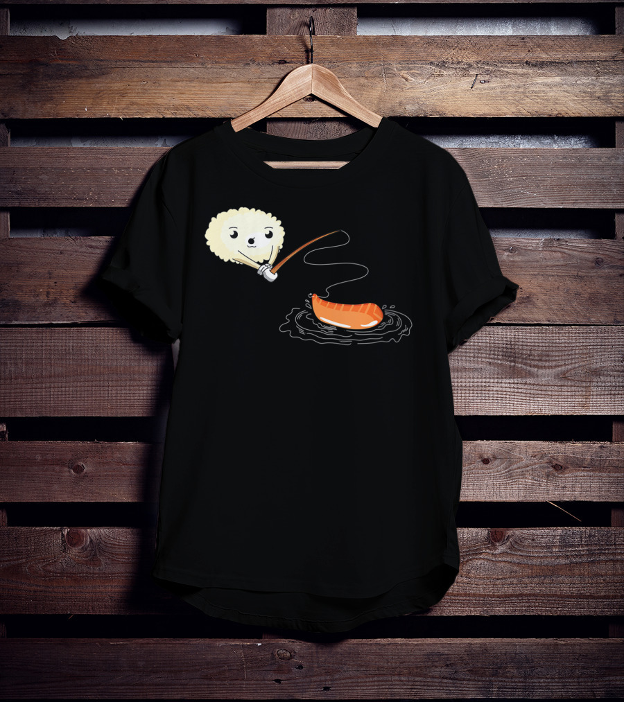 Kawaii Sushi Fishing Cute Japanese Food Lover Fishing Lover Playful Salmon Anime T-Shirt