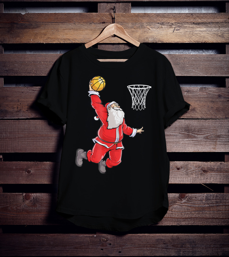 Basketball Santa Christmas Dunking Sports Fun T-Shirt