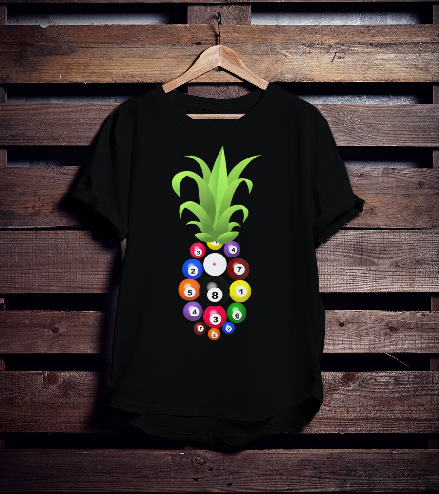 Billiards Pineapple Eight Ball Hawaiian Aloha Beach Hawaii Pool Balls Fruit Fusion T-Shirt