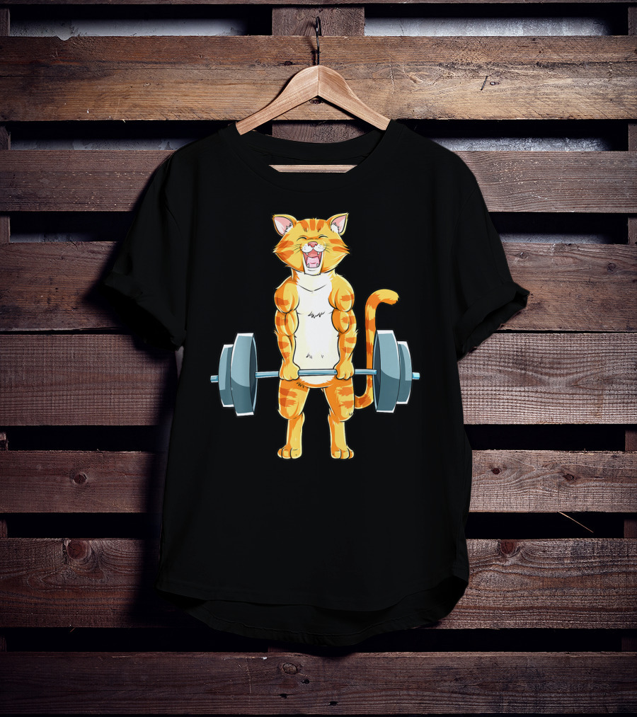 Cat Powerlifting Deadlift Gym Lifting Weights T-Shirt