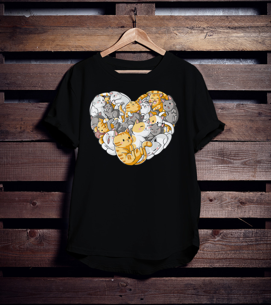 Cat Heart Valentines Day Women Funny Kitty Kitten Cuddly Cats In Love T-Shirt
