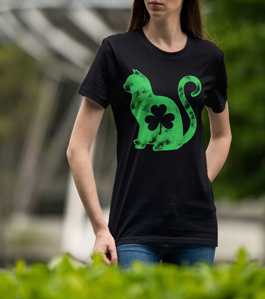 Cat Shamrock St Patricks Day Happy Cattys Women T-Shirt