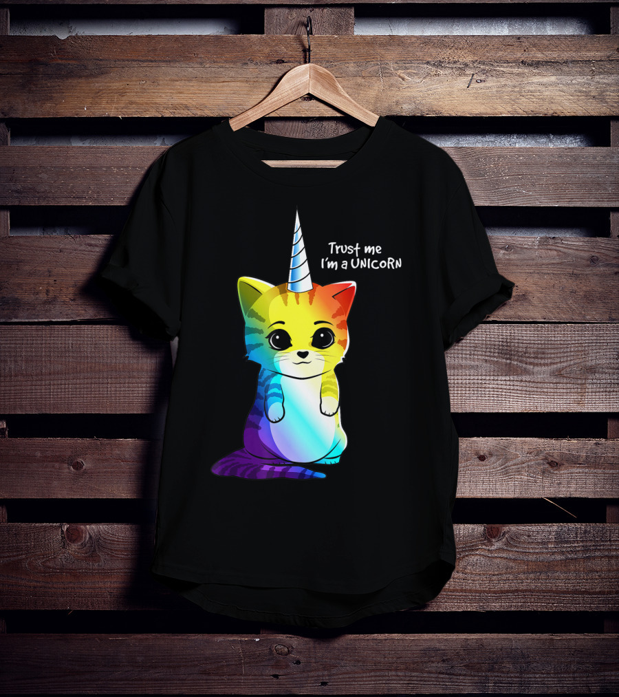 Trust Me I'm A Caticorn Unicorn Cat Kittycorn Girls Women Rainbow T-Shirt