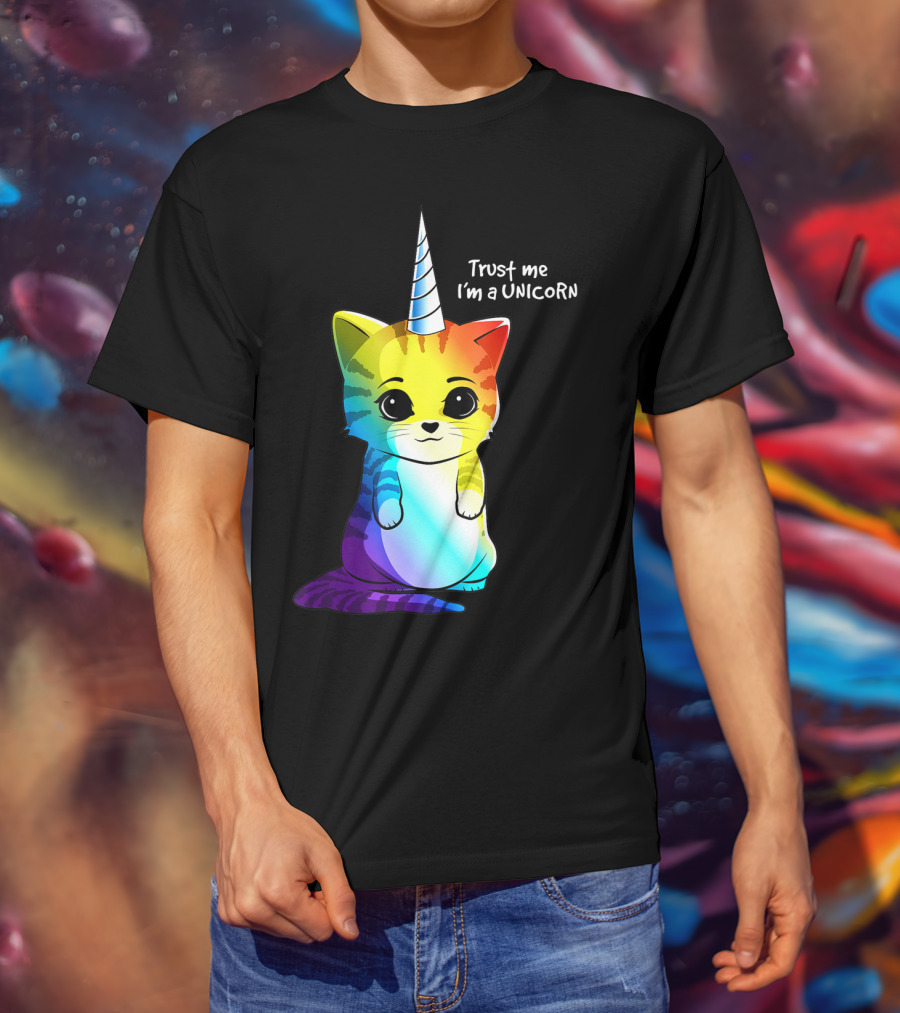 Trust Me I'm A Caticorn Unicorn Cat Kittycorn Girls Women Rainbow T-Shirt