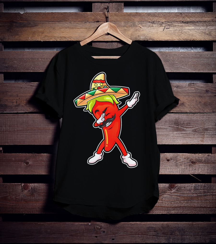 Chili Dabbing Pepper With Sombrero Mexican Hot Jalapeno Dab T-Shirt