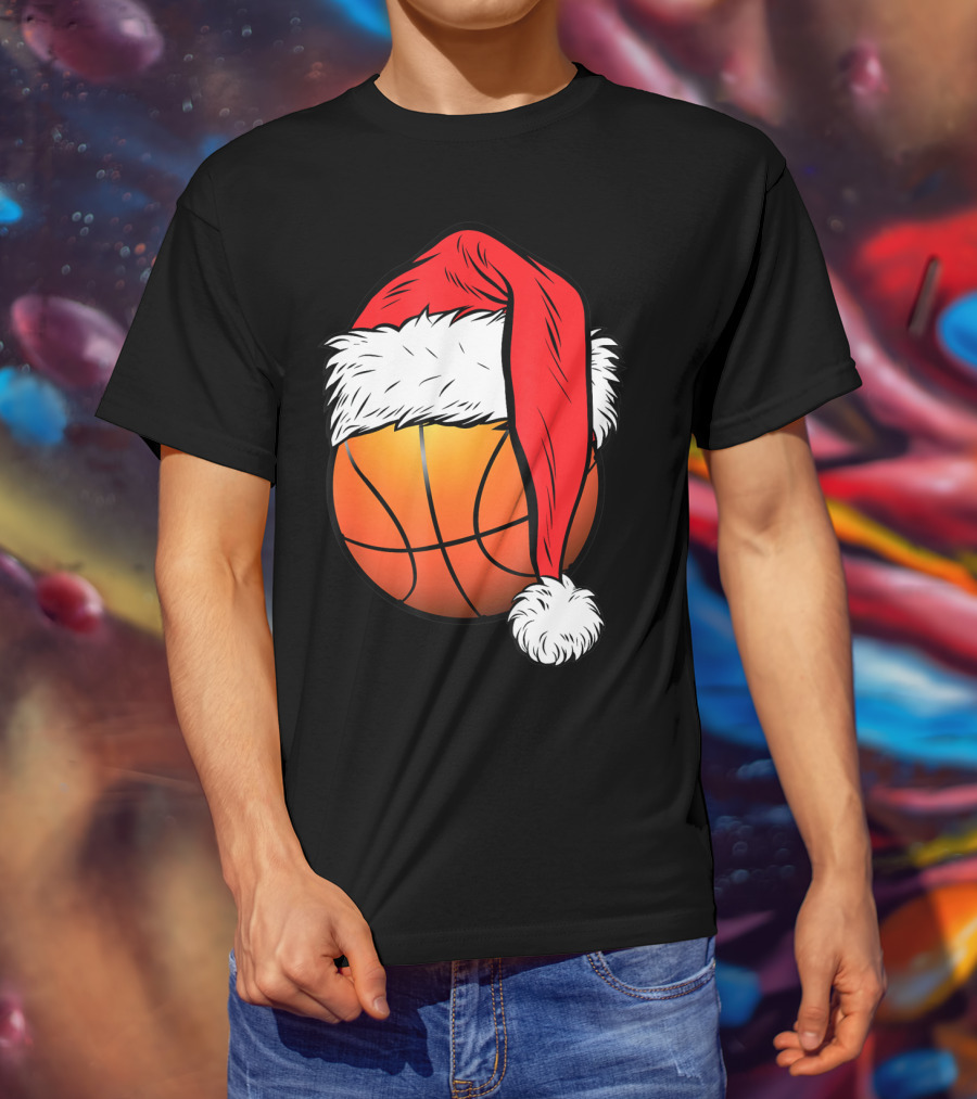 Christmas Santa Basketball Ball Sport T-Shirt