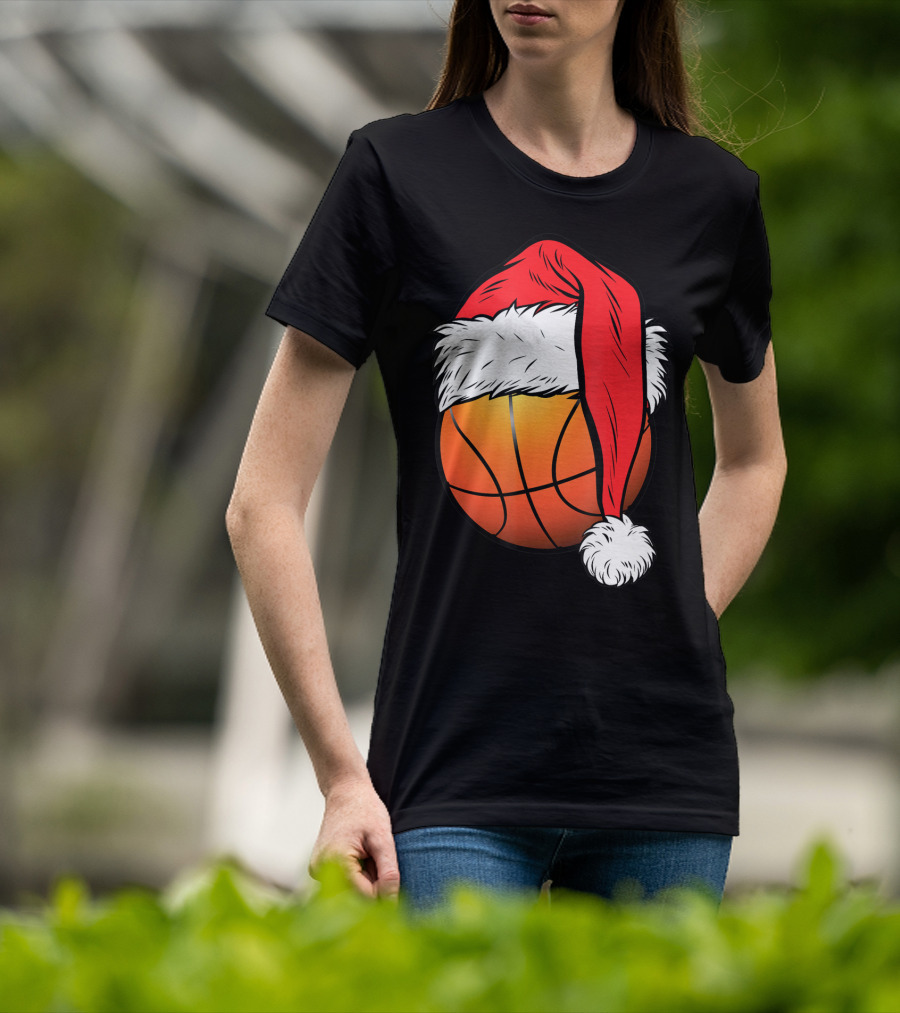 Christmas Santa Basketball Ball Sport T-Shirt