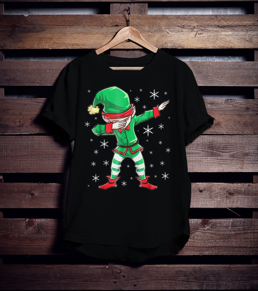 Christmas Dabbing Elf Squad Snowflake Dance T-Shirt
