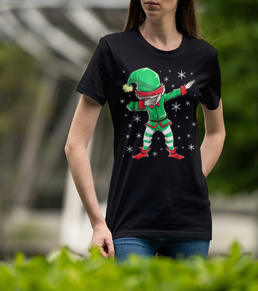 Christmas Dabbing Elf Squad Snowflake Dance T-Shirt