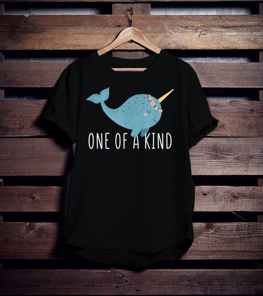 One Of A Kind Cute Narwhal Flower Crown Girls T-Shirt