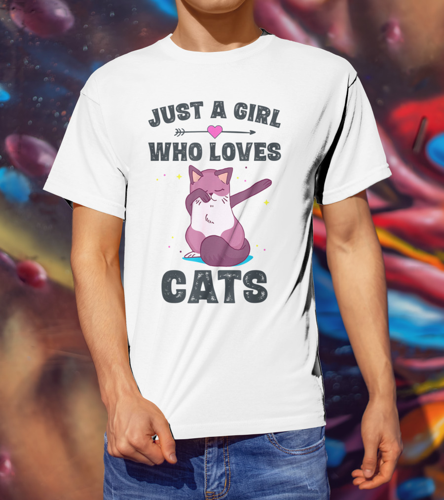 Just A Girl Who Loves Cats Dabbing Cat Lover T-Shirt