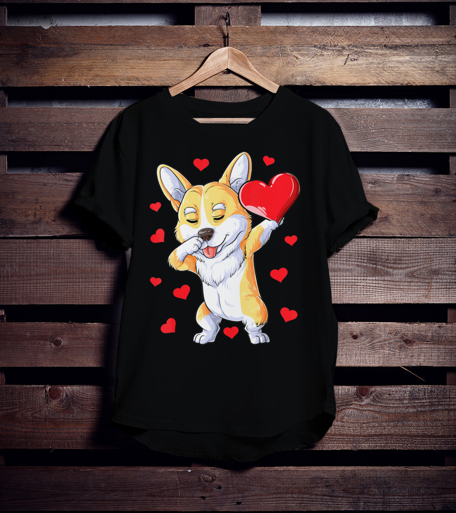 Valentines Day Dabbing Corgi Dog Lover Heart Boys Love T-Shirt