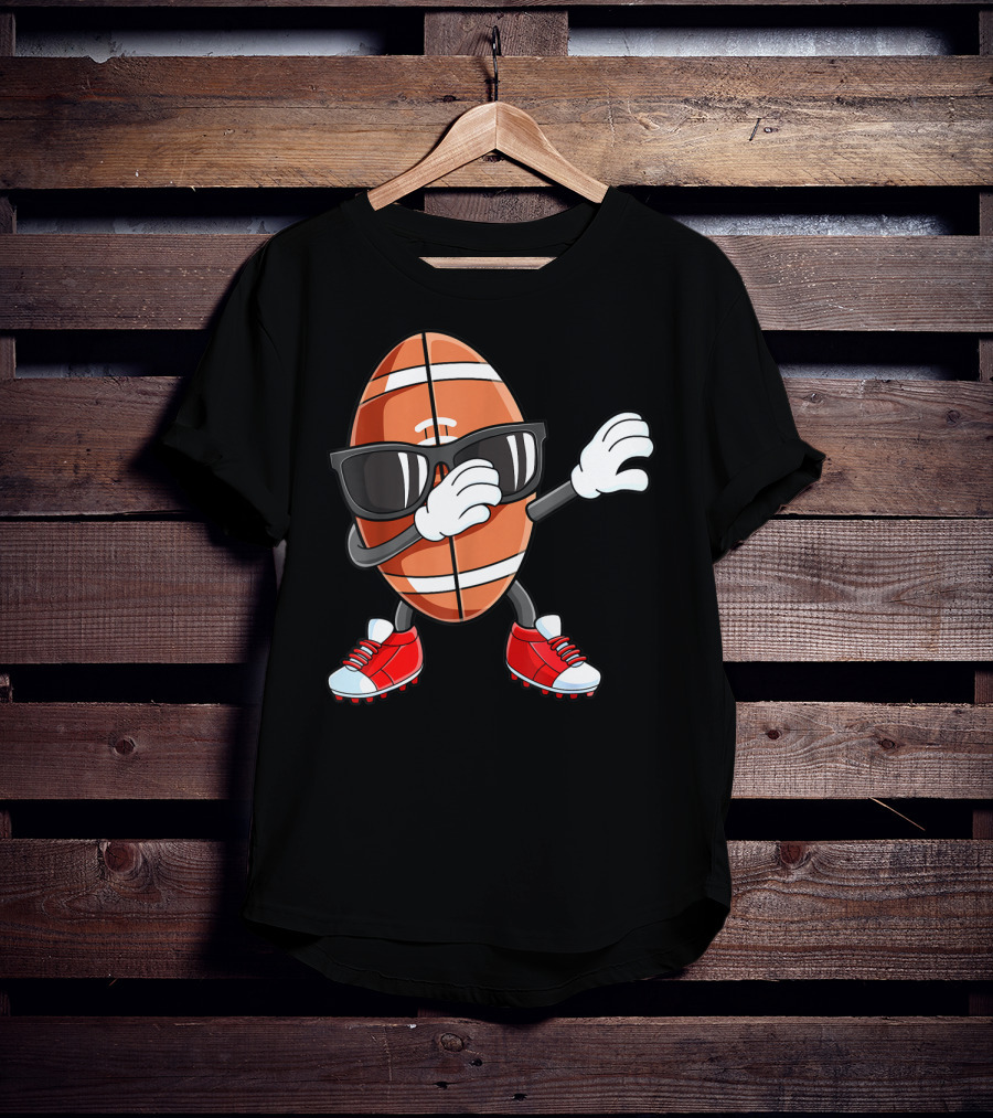 Dabbing Football Sport Funny Dab Dance Cartoon Rugby Player T-Shirt
