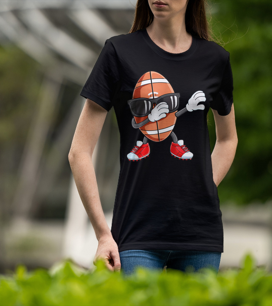 Dabbing Football Sport Funny Dab Dance Cartoon Rugby Player T-Shirt