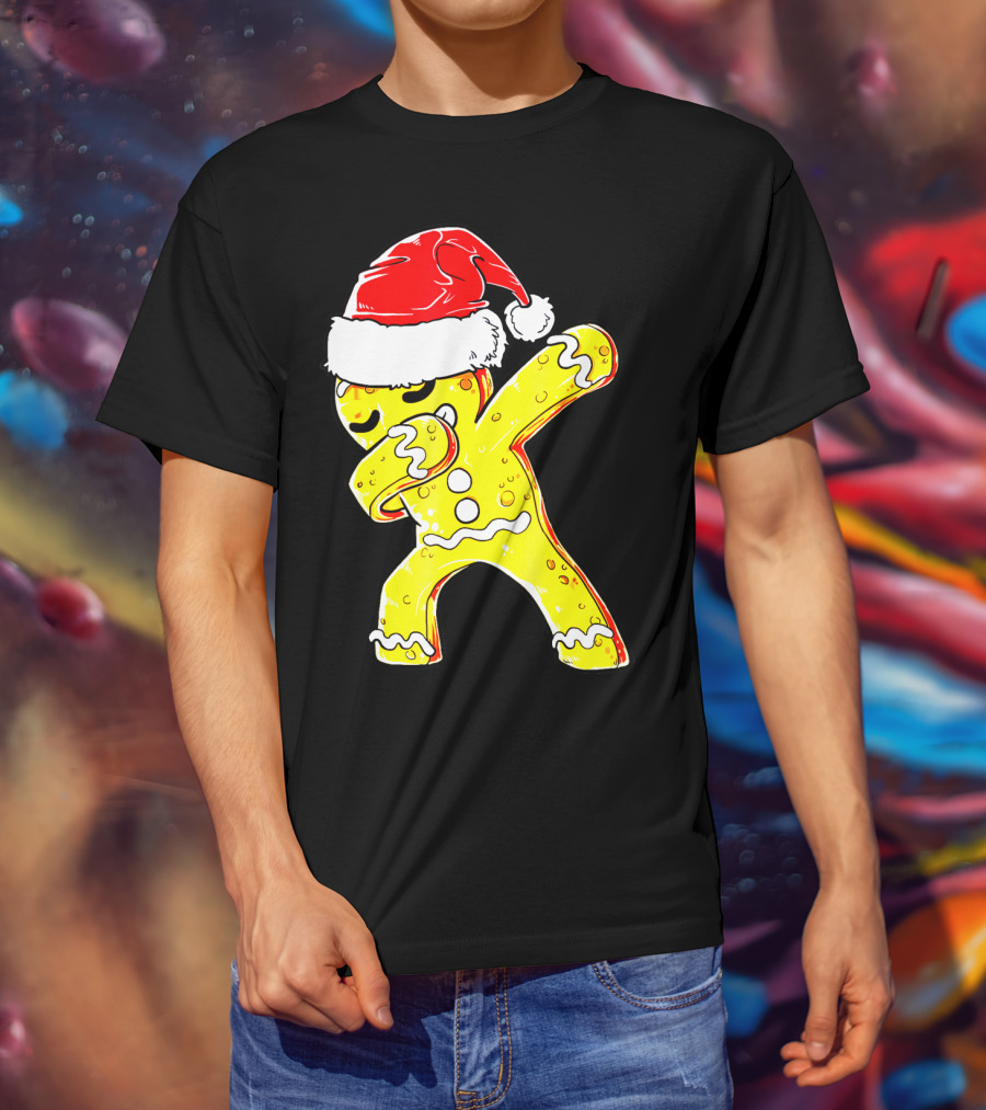 Dabbing Gingerbread Santa Christmas Dance T-Shirt