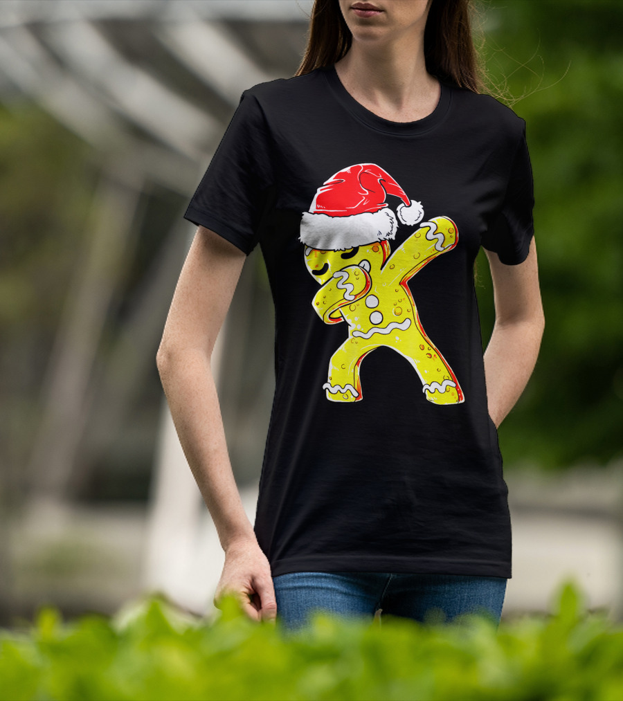Dabbing Gingerbread Santa Christmas Dance T-Shirt
