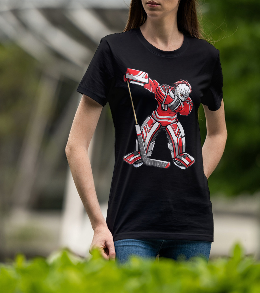Dabbing Ice Hockey Masked Player Funny Dab Squad T-Shirt