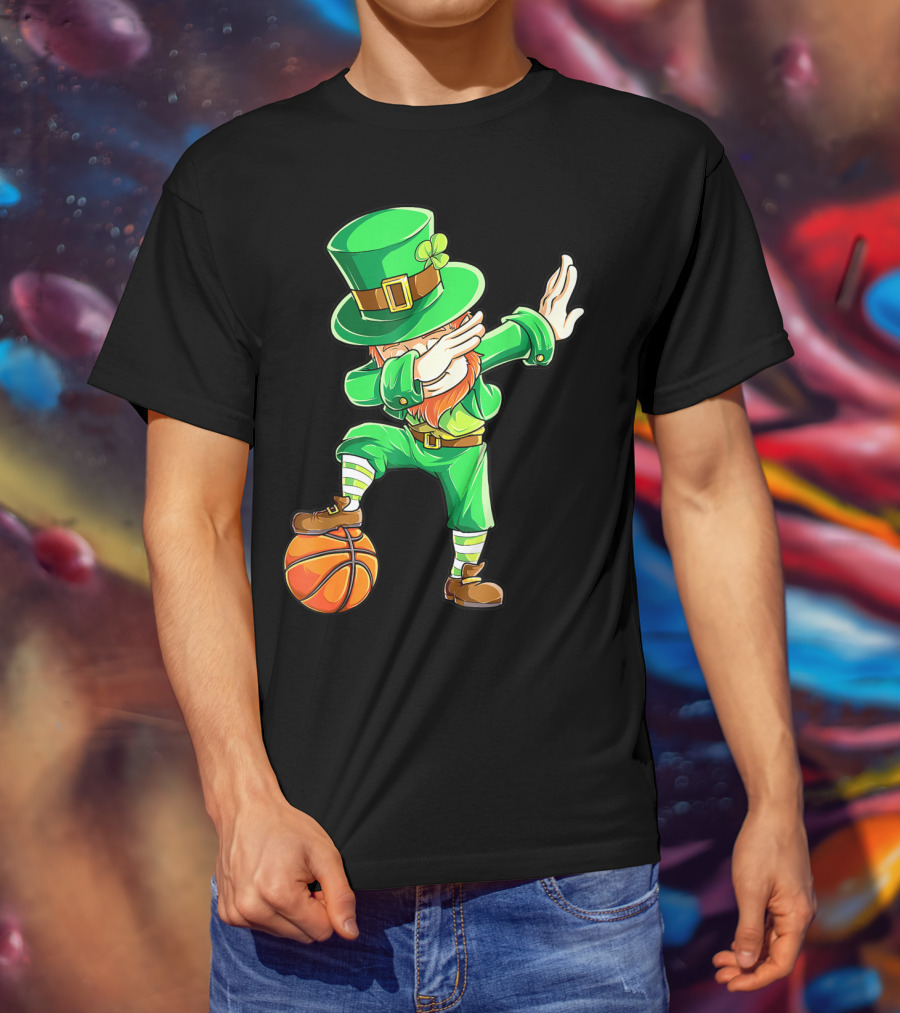 Dabbing Leprechaun On Basketball St. Patrick's Day Fun T-Shirt