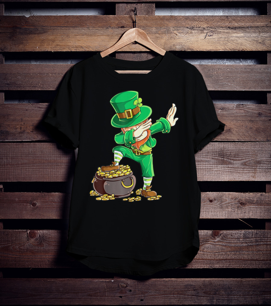Dabbing Leprechaun Pot Of Gold St Patricks Day T-Shirt