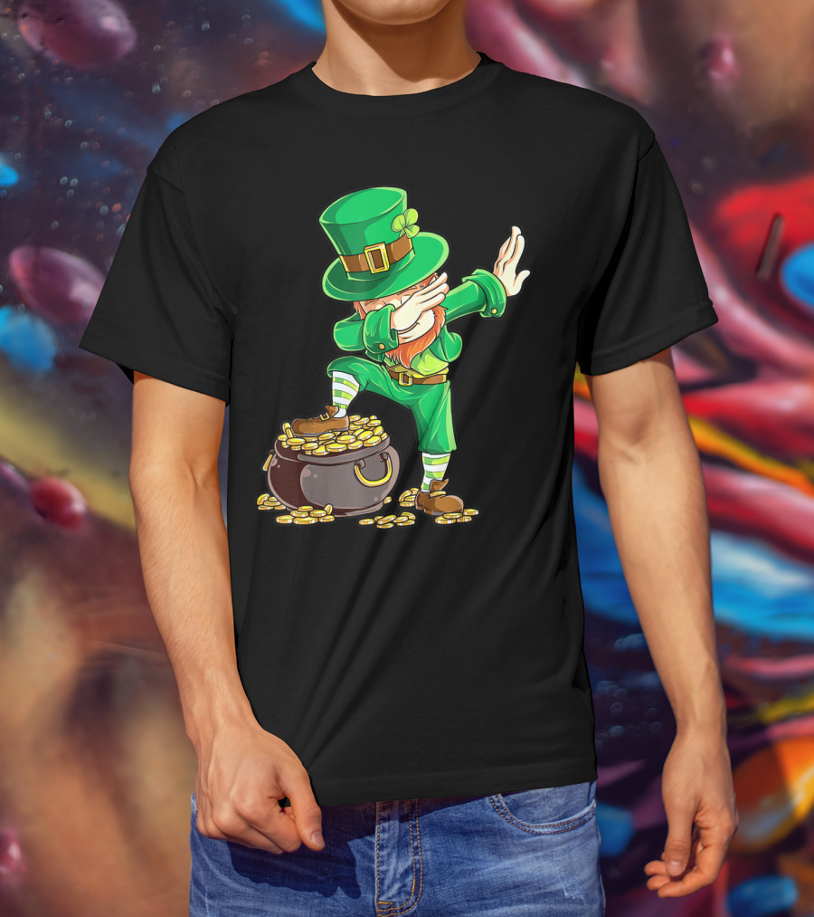 Dabbing Leprechaun Pot Of Gold St Patricks Day T-Shirt