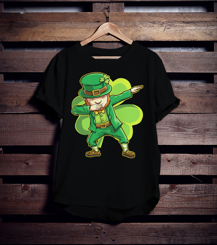 Dabbing Leprechaun Funny St Patricks Day Men Dab Shamrock T-Shirt