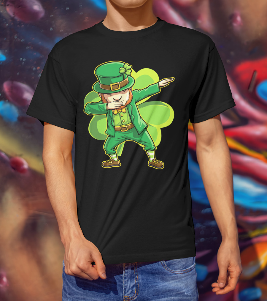 Dabbing Leprechaun Funny St Patricks Day Men Dab Shamrock T-Shirt