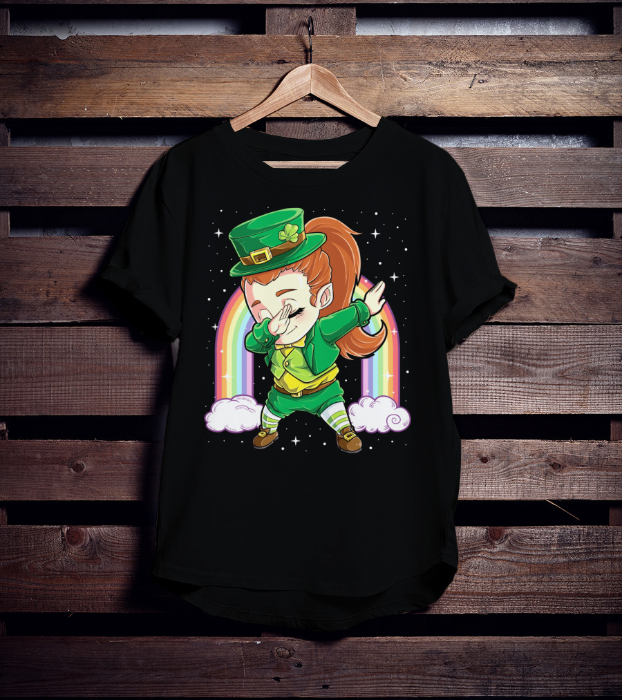 Dabbing Leprechaun St Patricks Day Women Dab Rainbow Special T-Shirt