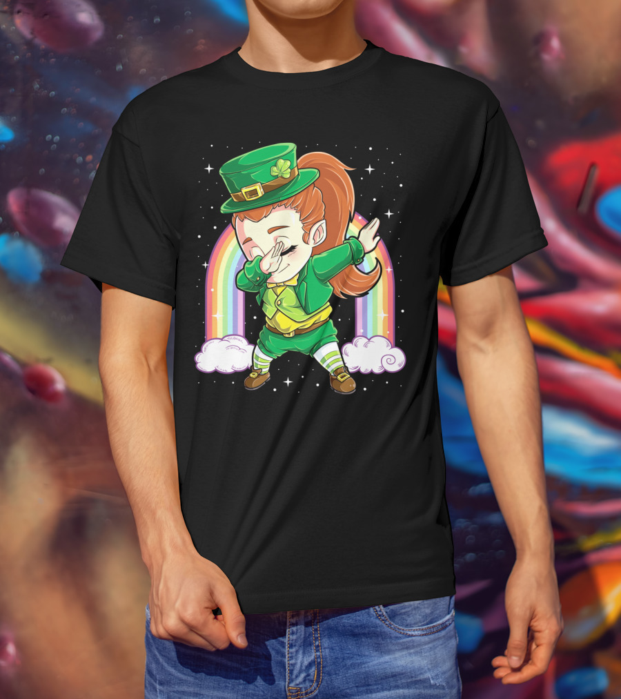 Dabbing Leprechaun St Patricks Day Women Dab Rainbow Special T-Shirt