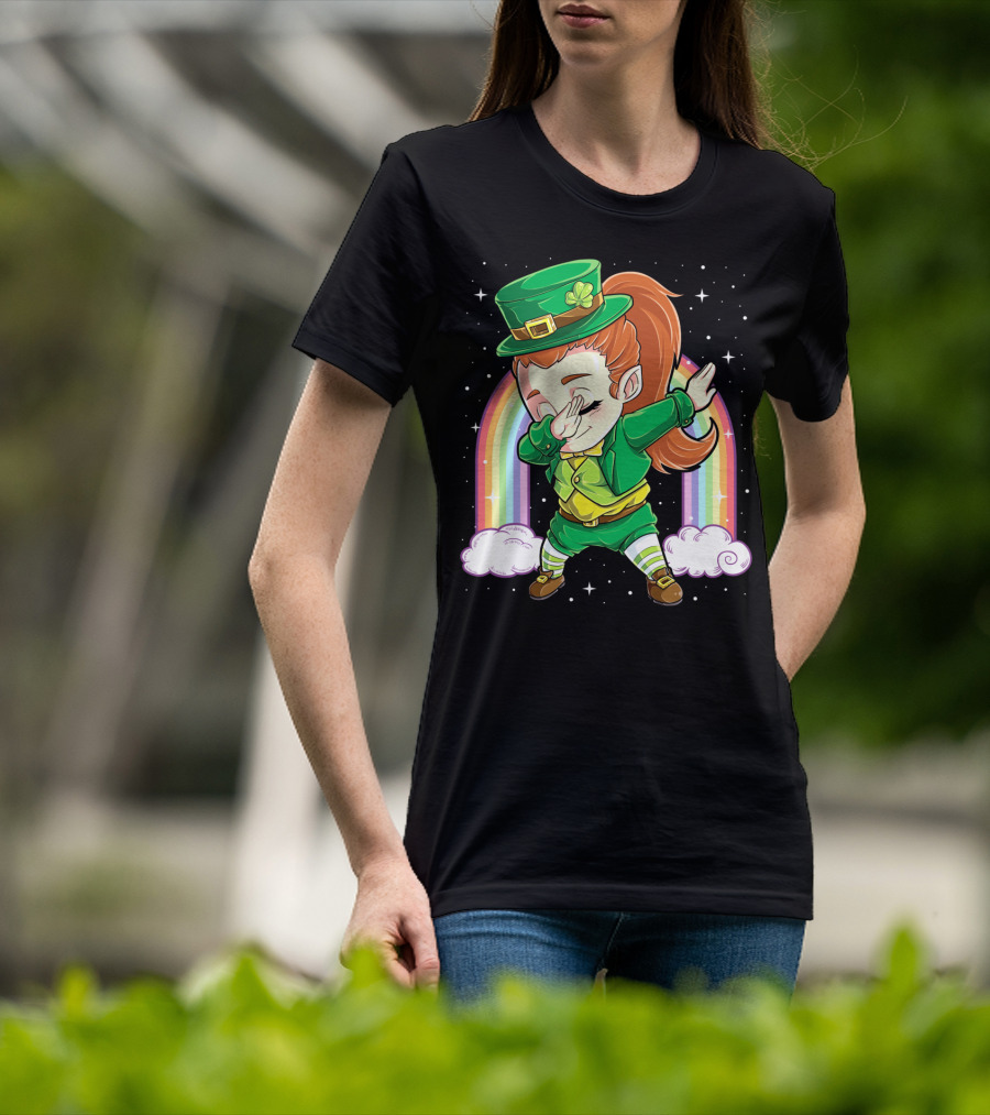 Dabbing Leprechaun St Patricks Day Women Dab Rainbow Special T-Shirt