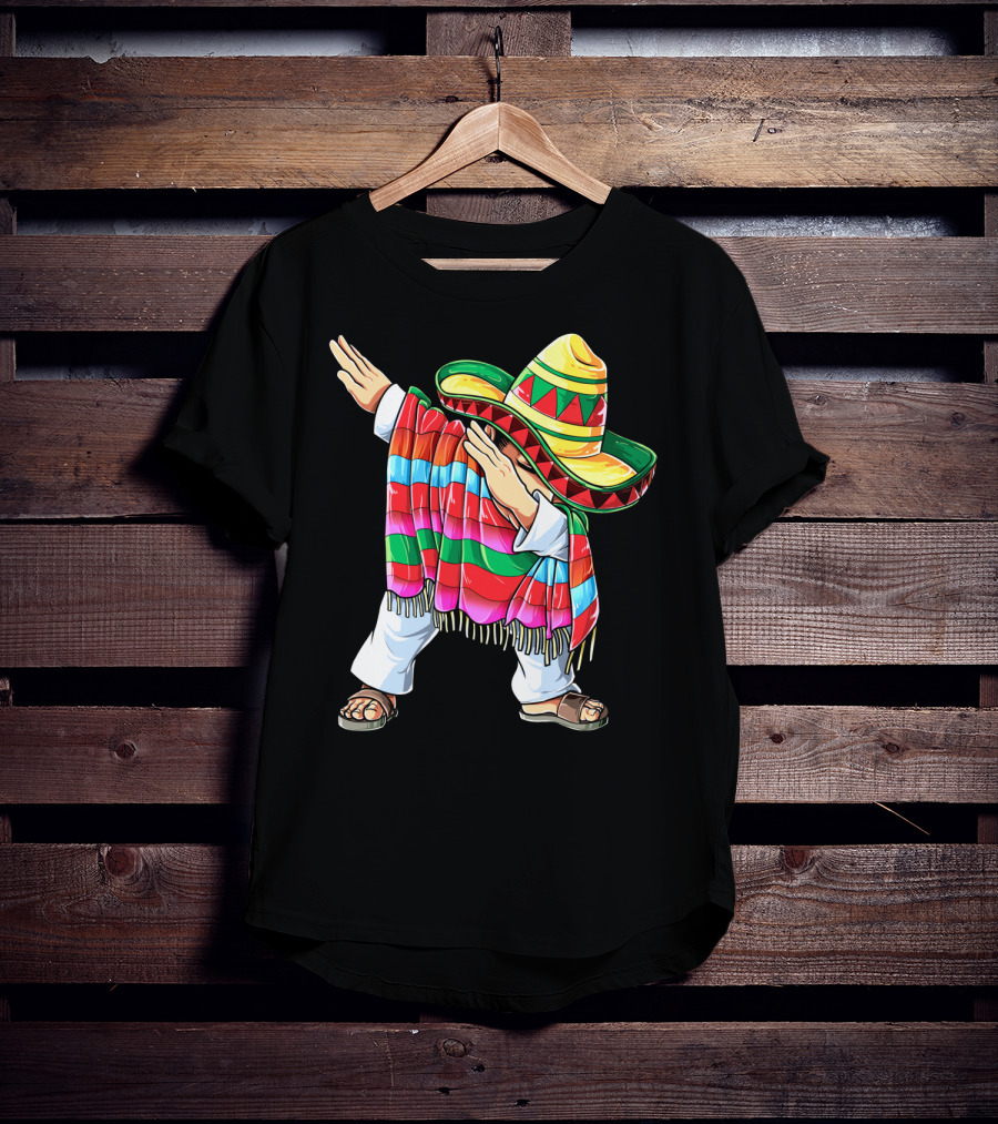 Cinco De Mayo Dabbing Sombrero Mexican Poncho Funny Dance T-Shirt