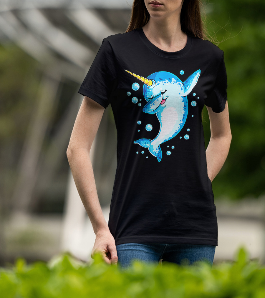 Dabbing Narwhal Unicorn For Girls And Boys Playful Sea Creature T-Shirt