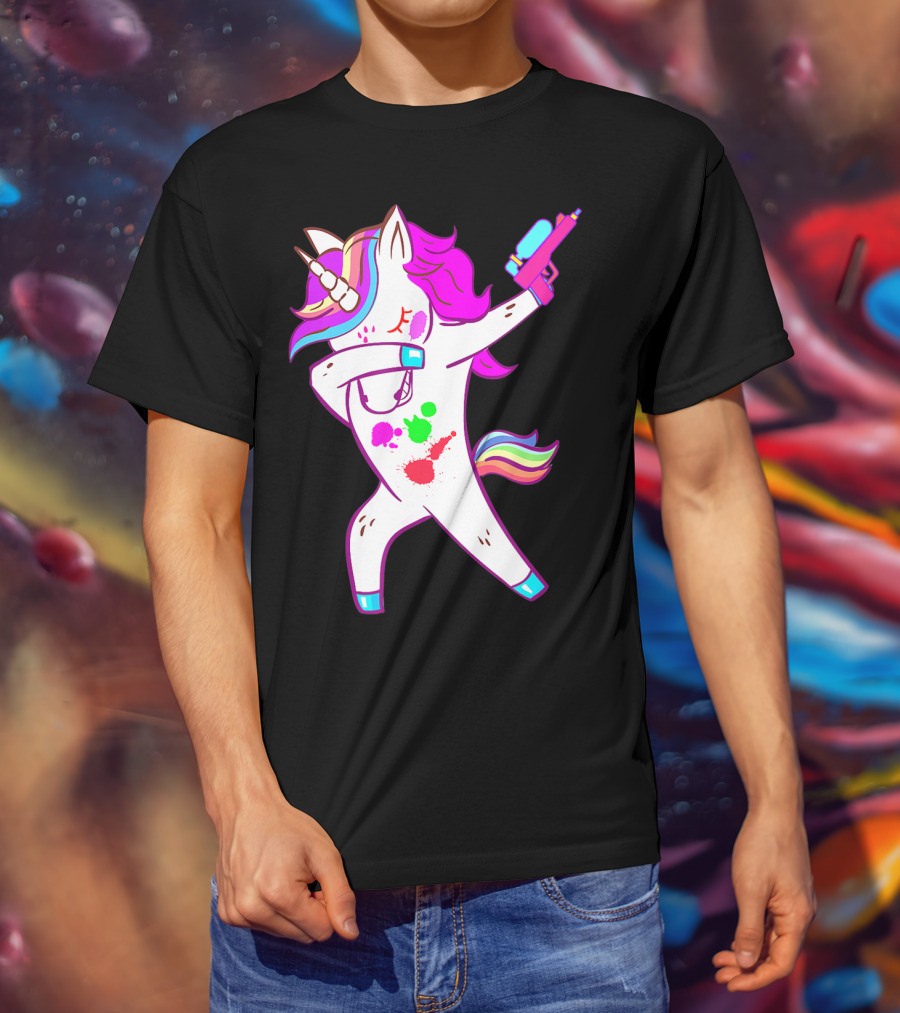 Dabbing Unicorn With Paintball Gun For Men And Teen Players T-Shirt