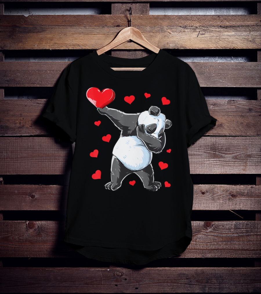 Valentines Day Dabbing Panda With Hearts Girls Bear T-Shirt