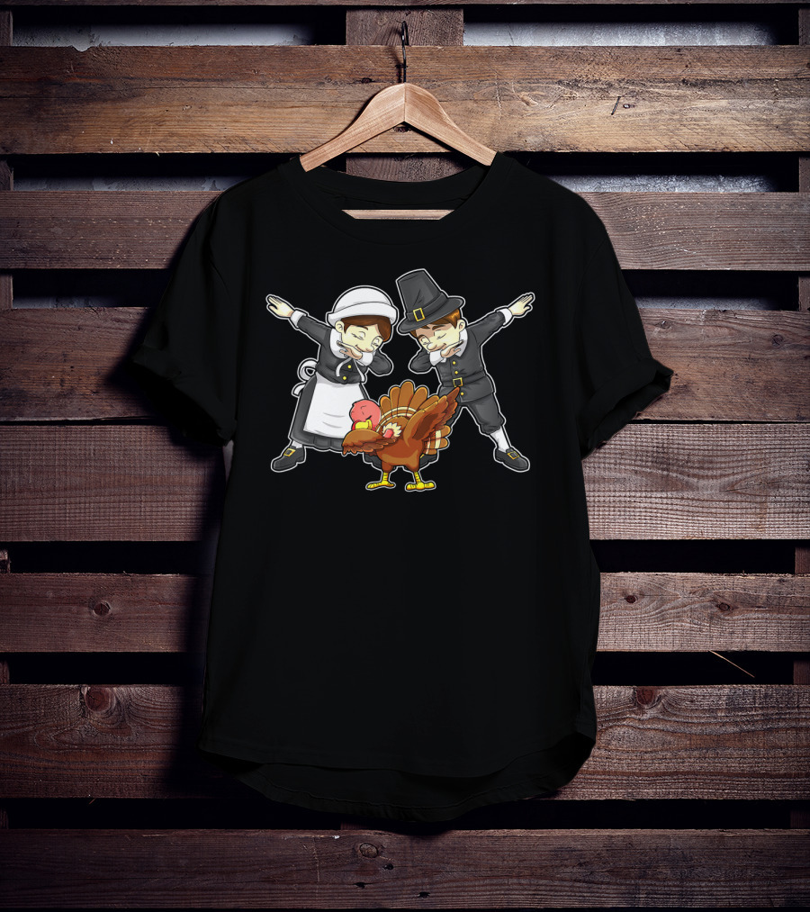 Thanksgiving Dabbing Dance Pilgrim Turkey Happy T-Shirt