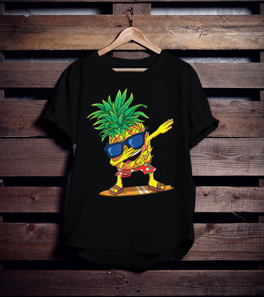 Dabbing Pineapple Sunglasses Aloha Beaches Hawaiian Hawaii Surfboard T-Shirt