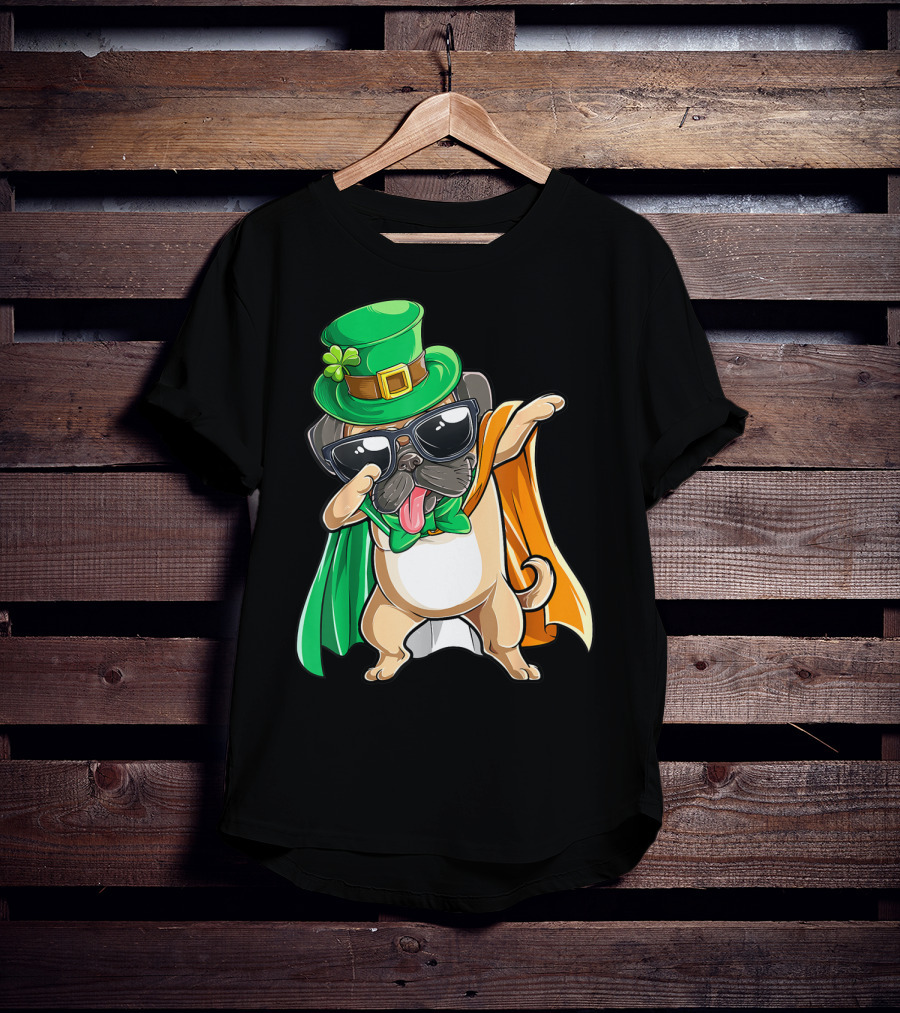 Dabbing Pug Leprechaun St Patrick's Day Boys Irish T-Shirt