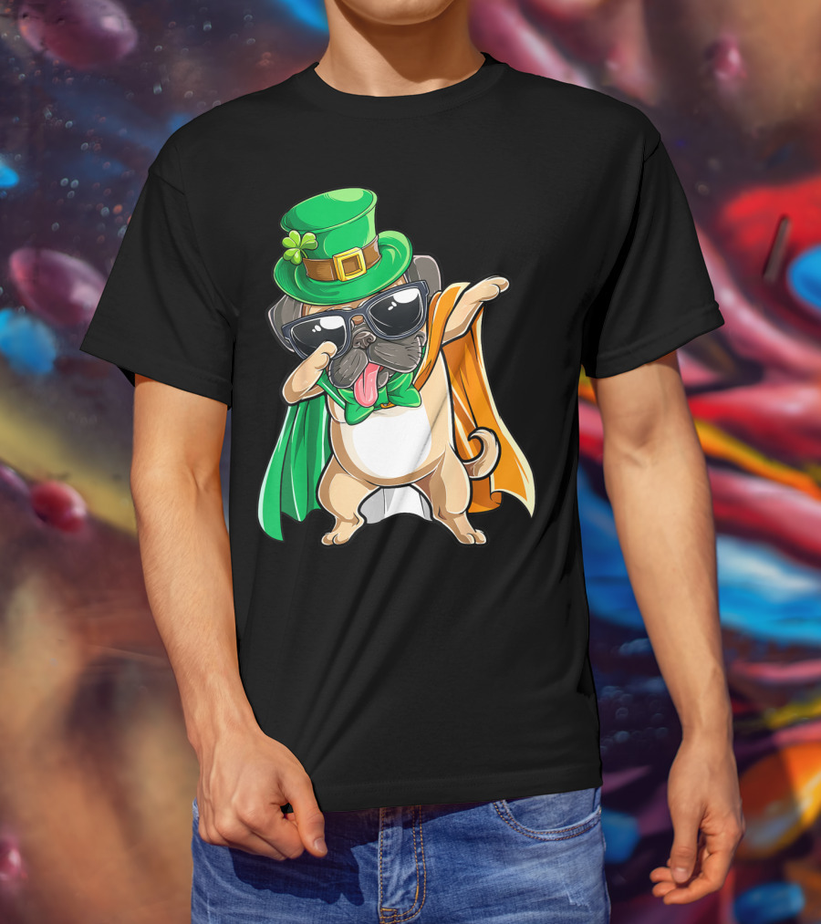 Dabbing Pug Leprechaun St Patrick's Day Boys Irish T-Shirt