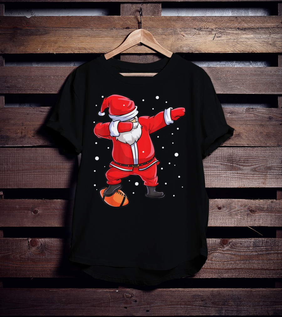 Dabbing Santa Football Christmas Snowflakes T-Shirt