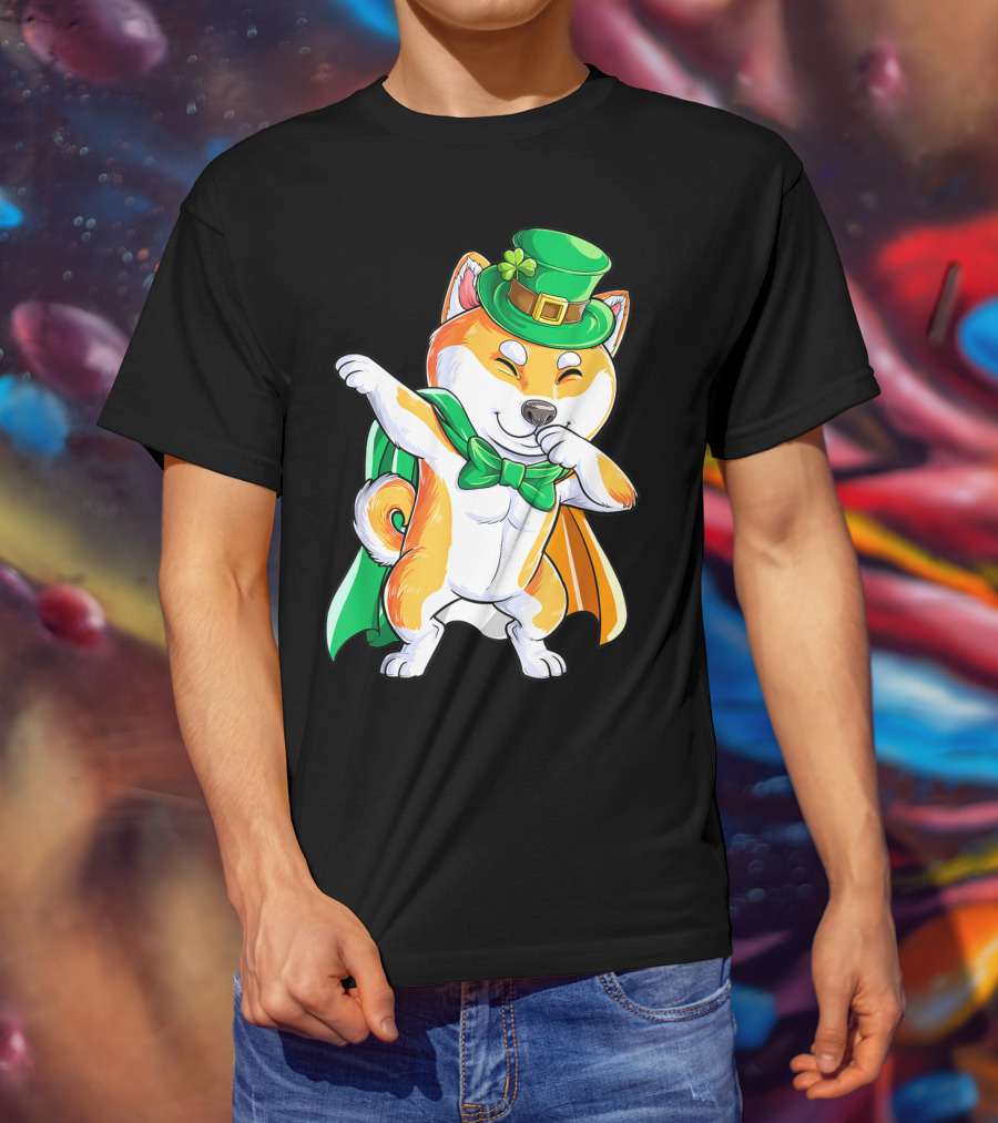 Dabbing Shiba Inu Leprechaun St Patricks Day Irish T-Shirt