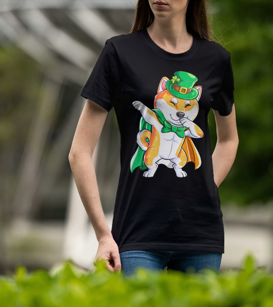 Dabbing Shiba Inu Leprechaun St Patricks Day Irish T-Shirt
