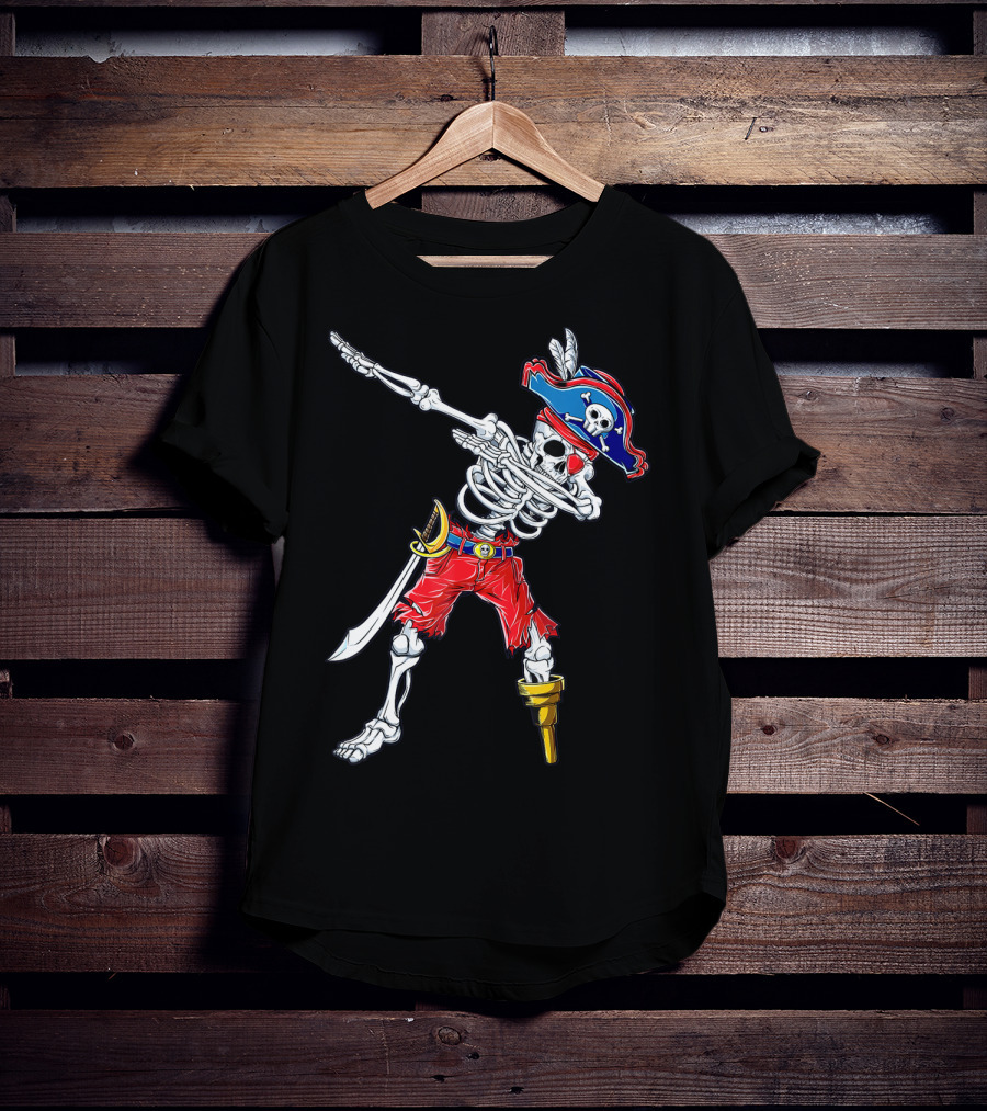 Dabbing Skeleton Pirate Jolly Roger Kids Skull Boys T-Shirt