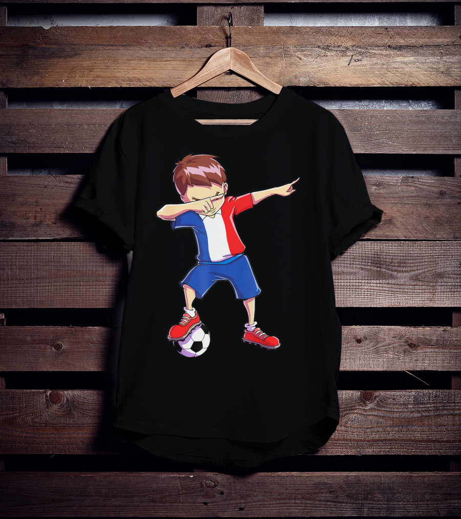 France Dabbing Soccer Player Boys Men French Football T-Shirt