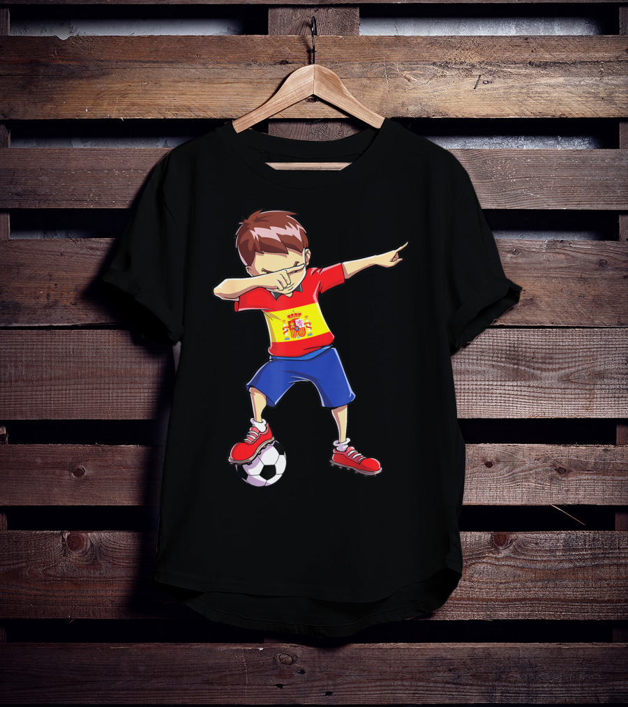 Spain Soccer Dabbing Kid Spanish Football T-Shirt