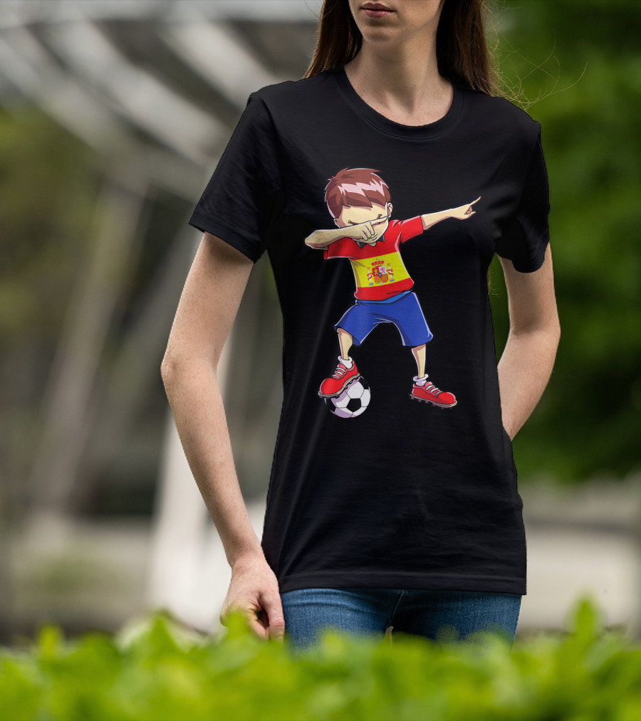 Spain Soccer Dabbing Kid Spanish Football T-Shirt